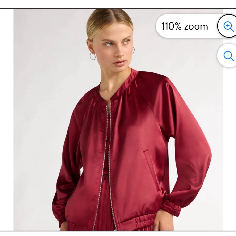 NWT Red Satin Bomber Jacket -great for holiday!